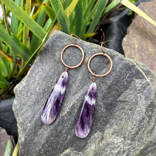 Long Amethyst Drop Earrings