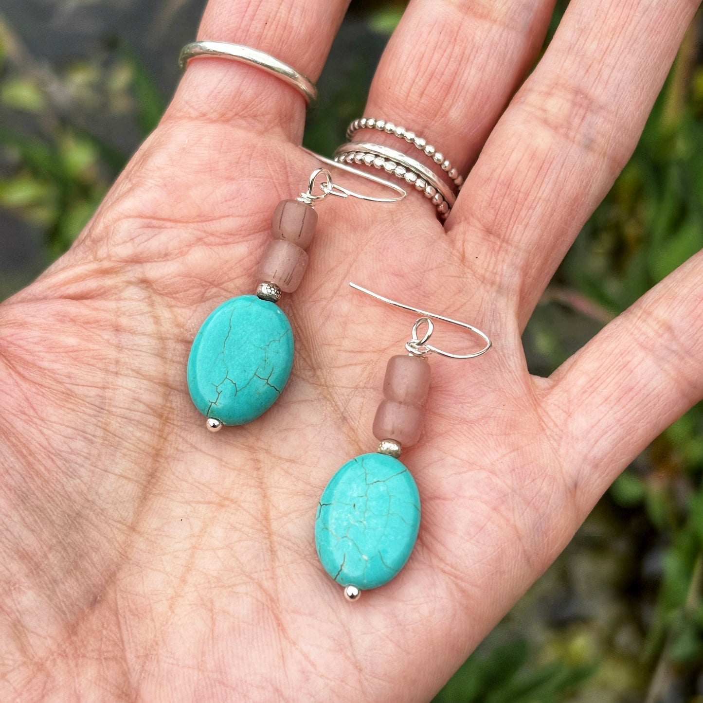 Recycled Glass Oval Earrings