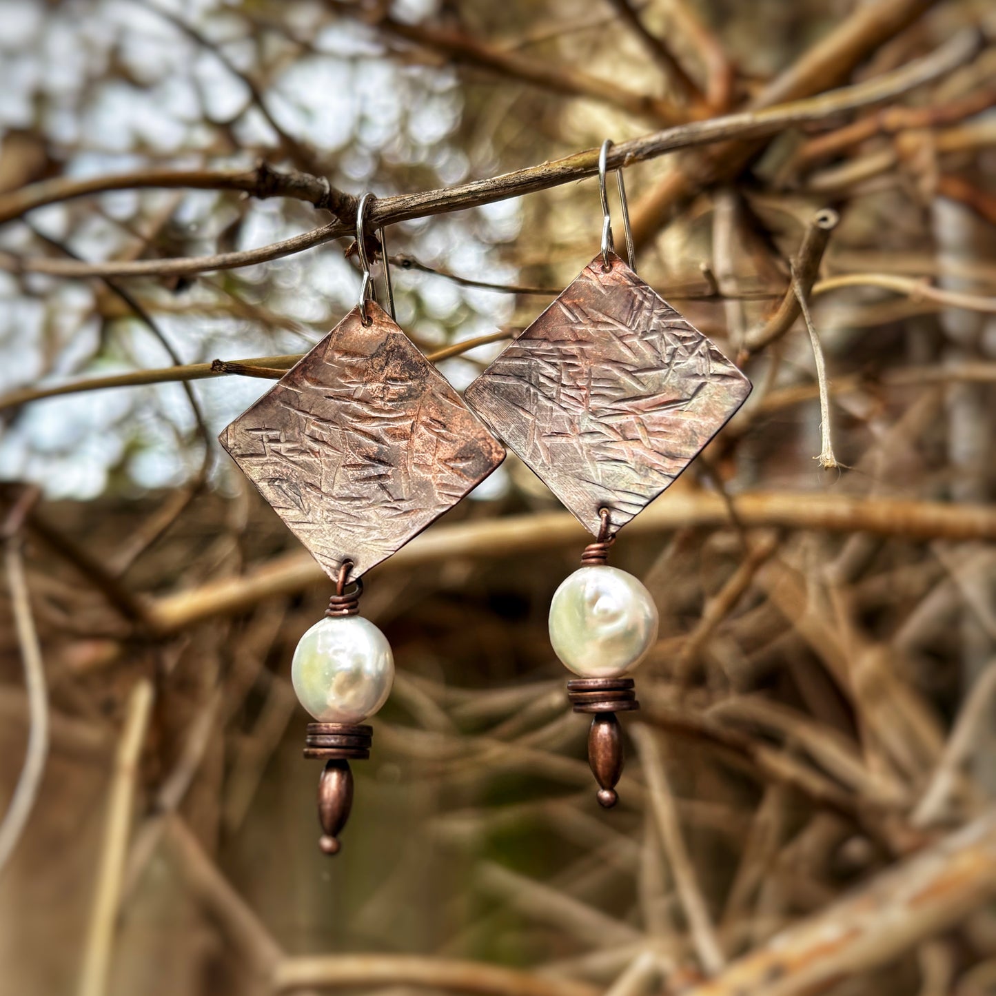 Rustic Pearl Earrings