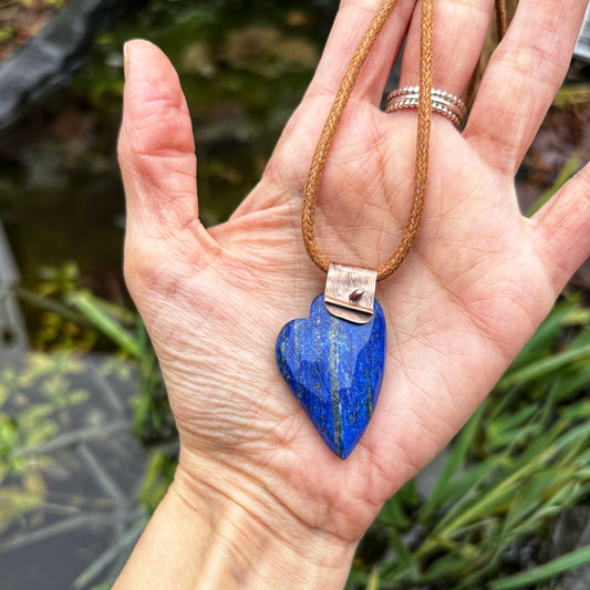 Rustic Lapis Lazuli Heart Necklace