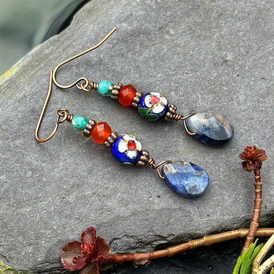 Lapis Flower Earrings