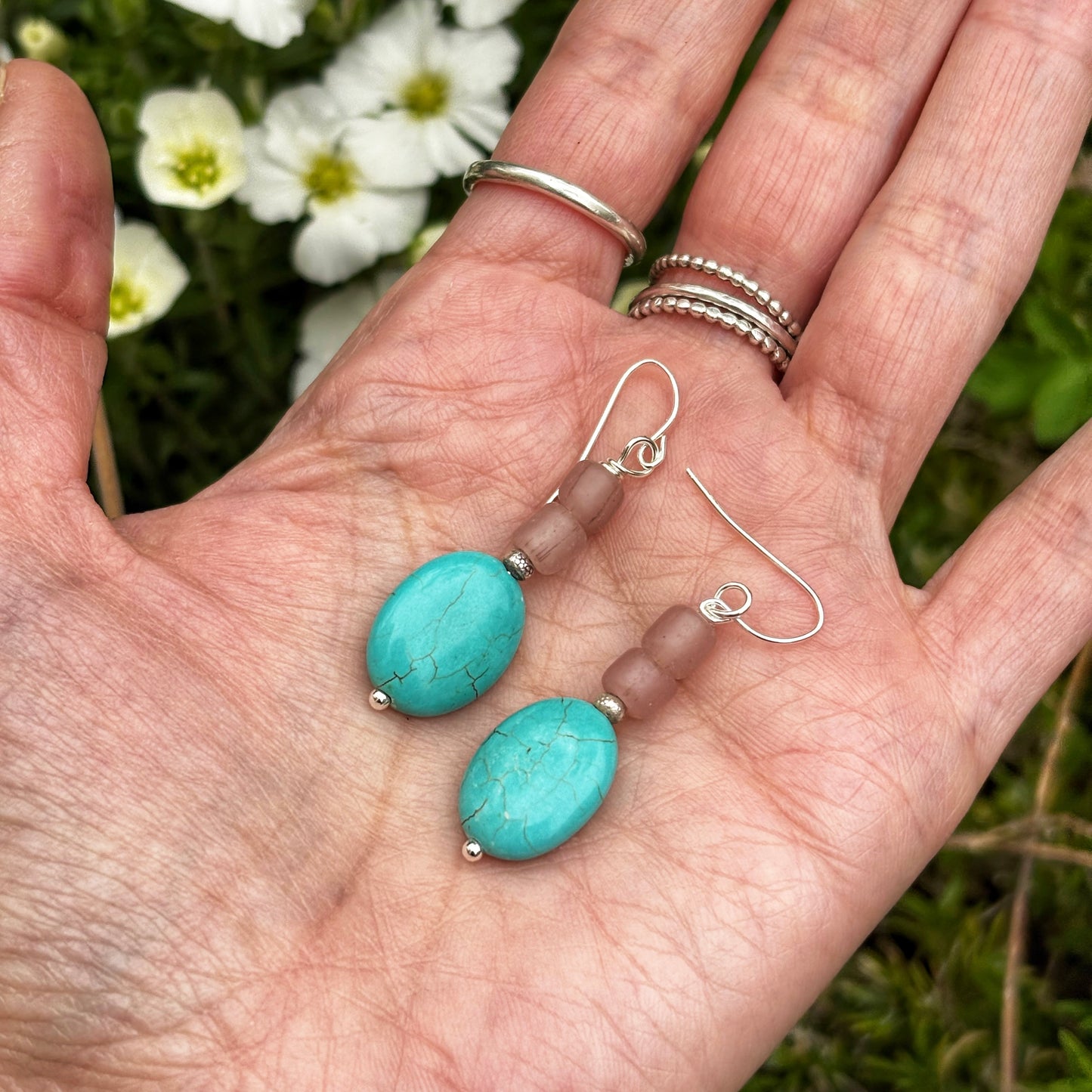Recycled Glass Oval Earrings