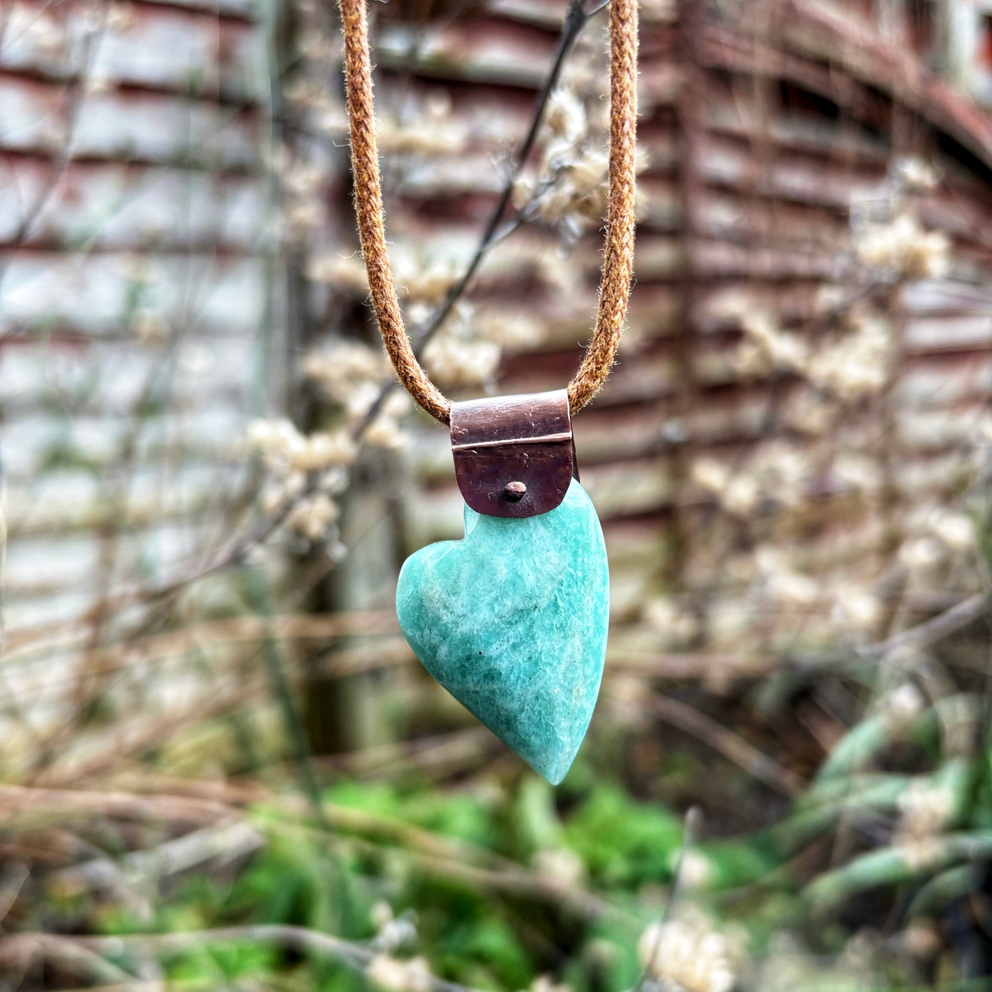 Rustic Amazonite Heart Necklace