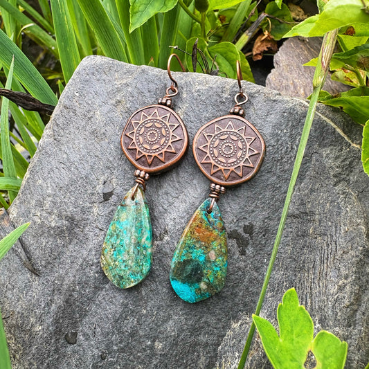 Chrysocolla Sun Earrings