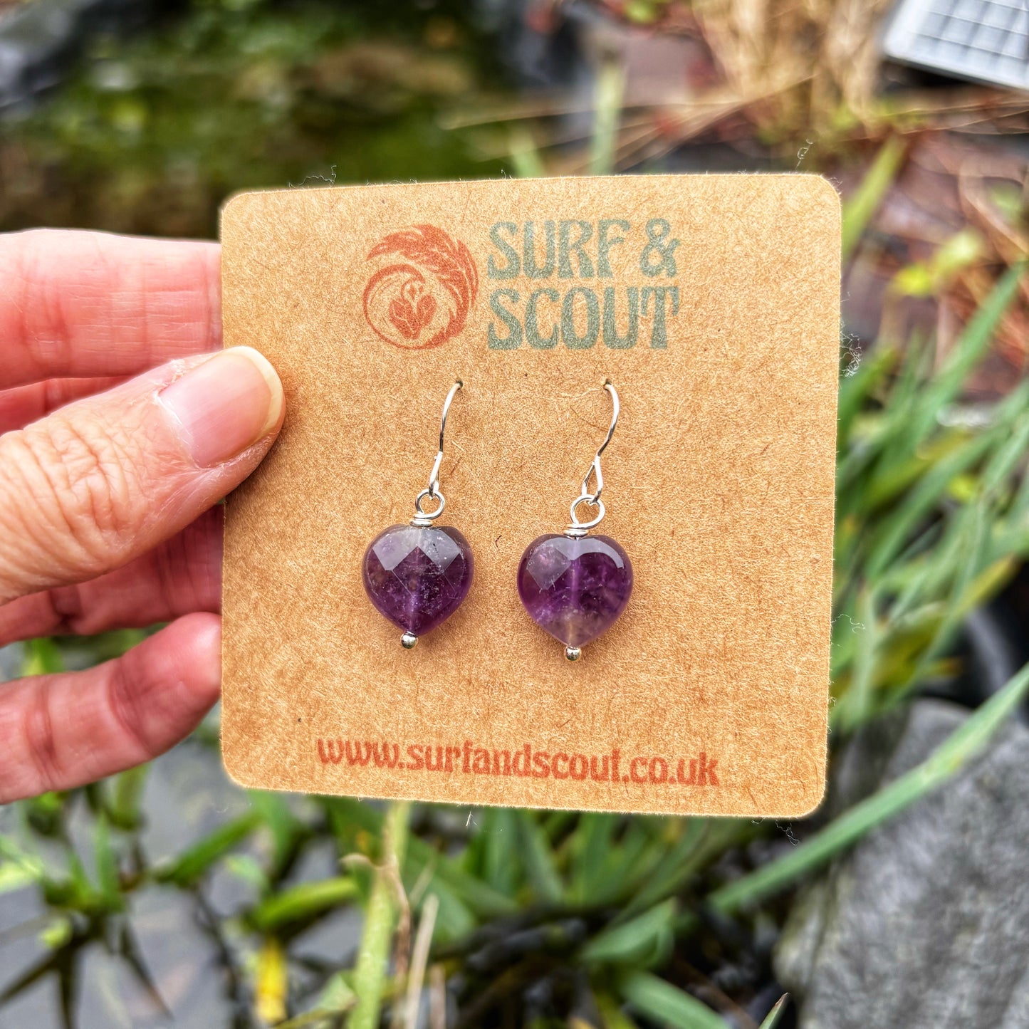 Amethyst Heart Earrings