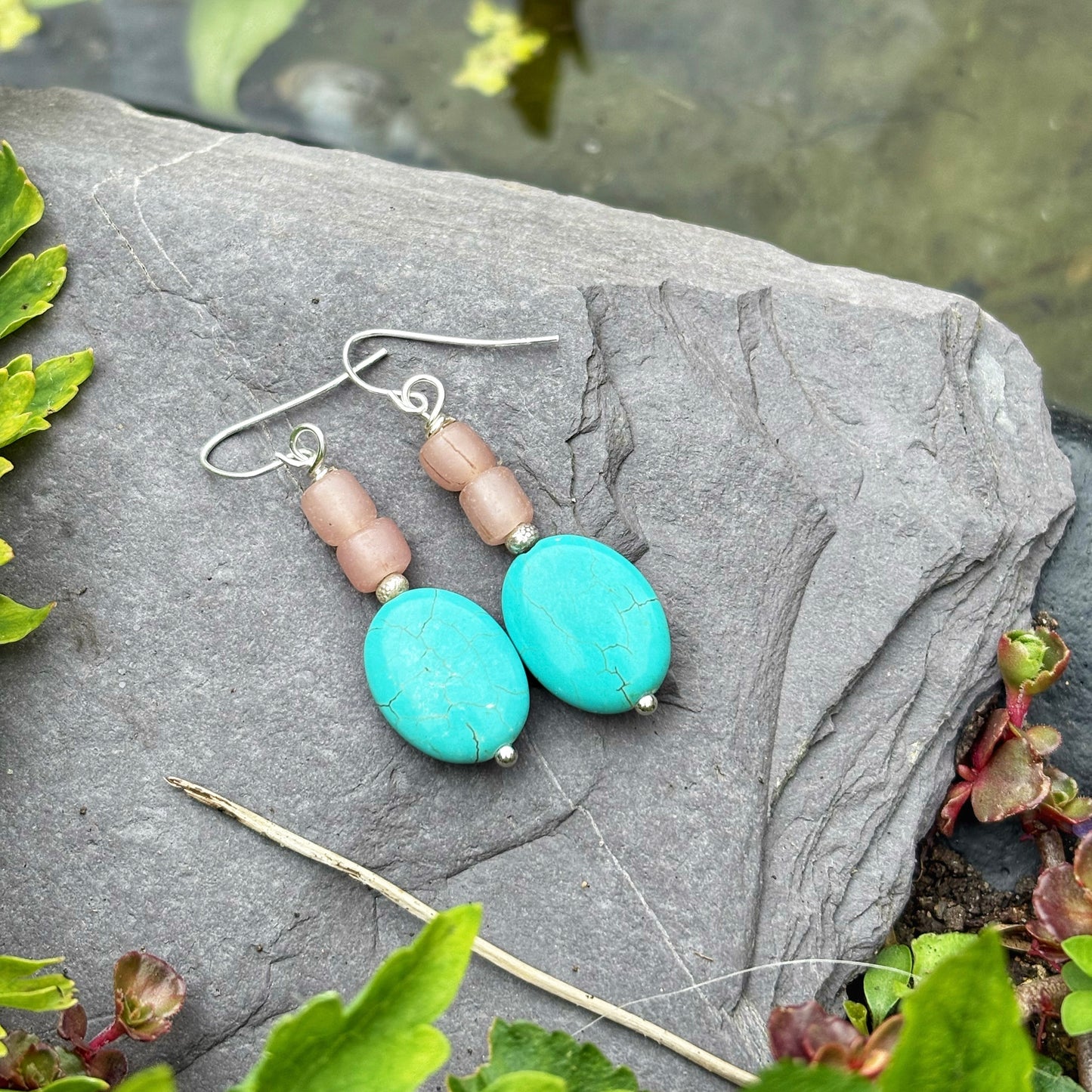 Recycled Glass Oval Earrings