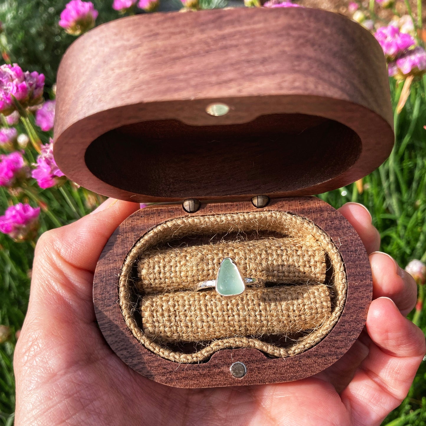 Aqua Blue Sea Glass Ring