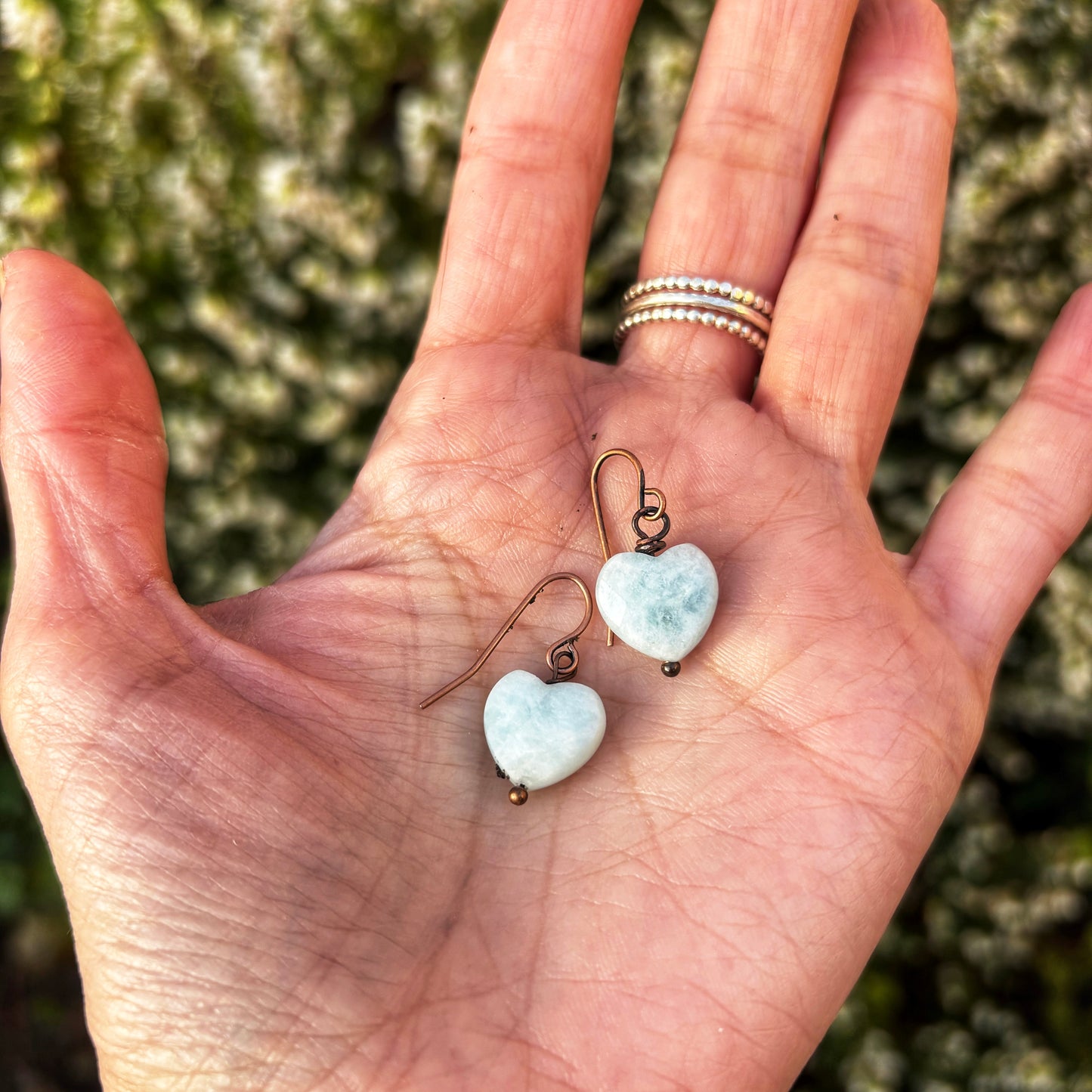 Aquamarine Heart Earrings