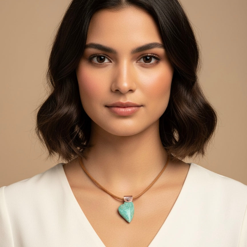 Rustic Amazonite Heart Necklace