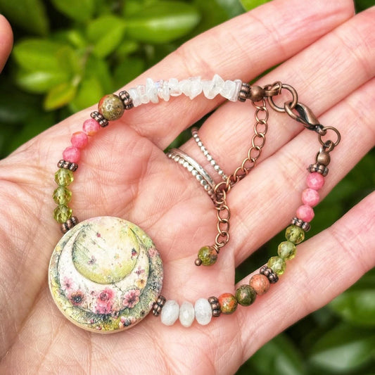 Moonstone Flower Moon Bracelet