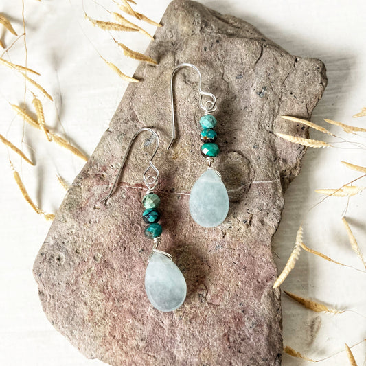 Aquamarine and Turquoise Earrings
