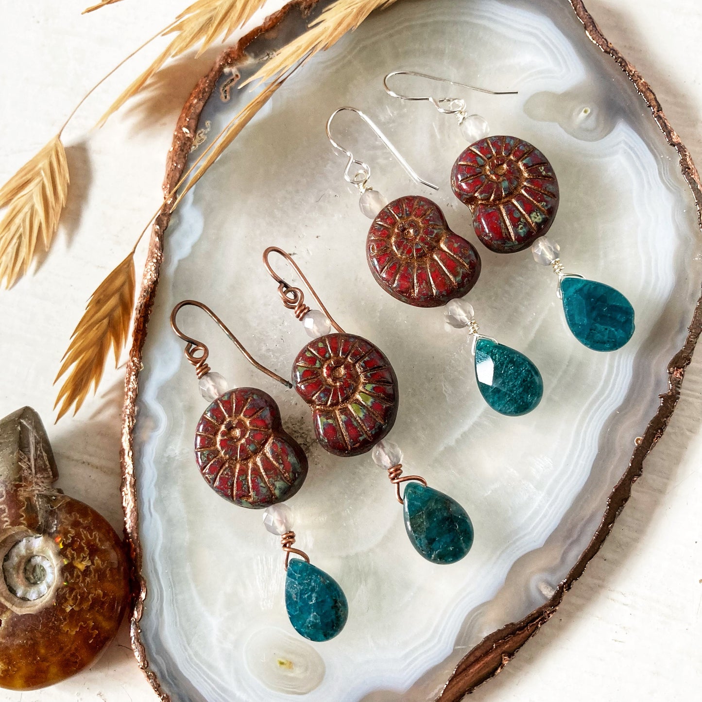 Autumn Ammonite Earrings