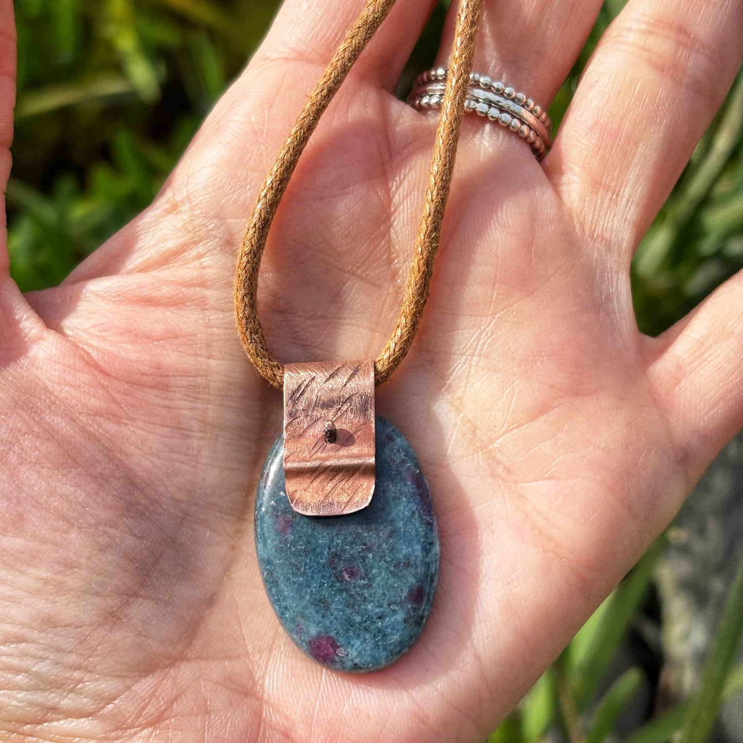 Rustic Ruby in Kyanite Necklace