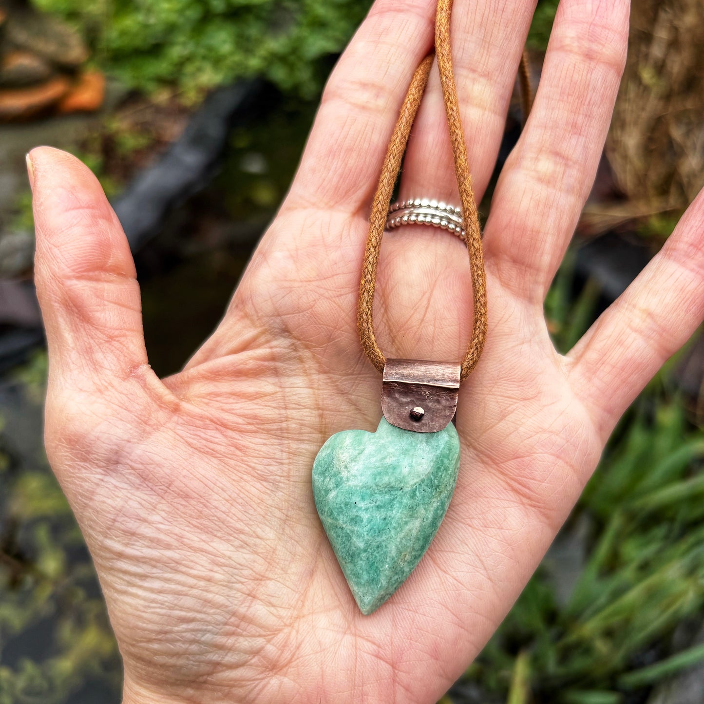 Rustic Amazonite Heart Necklace
