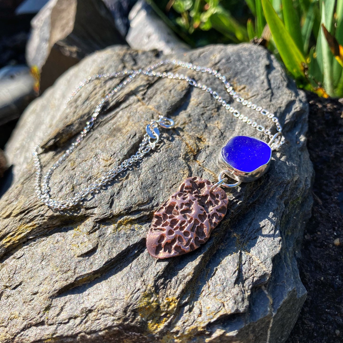 Beach Stone Sea Glass Necklace