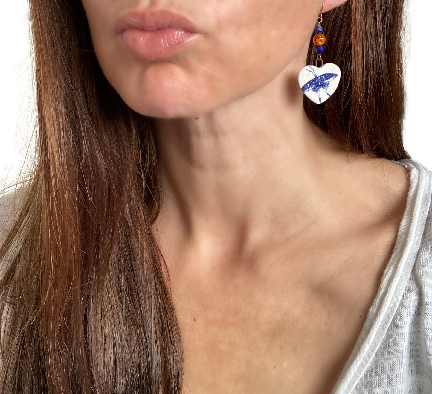 Blue Asymmetric Butterfly Earrings
