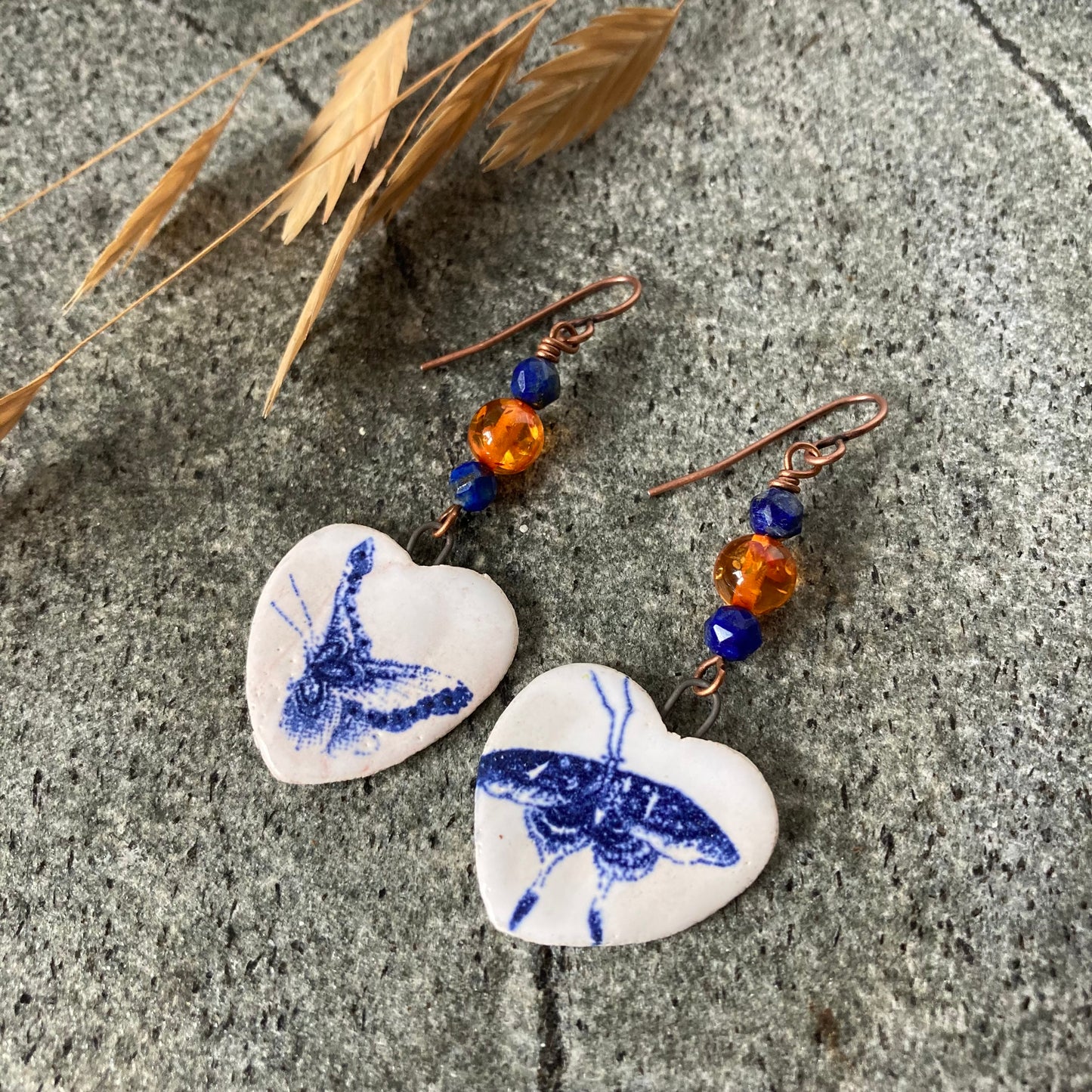 Blue Asymmetric Butterfly Earrings