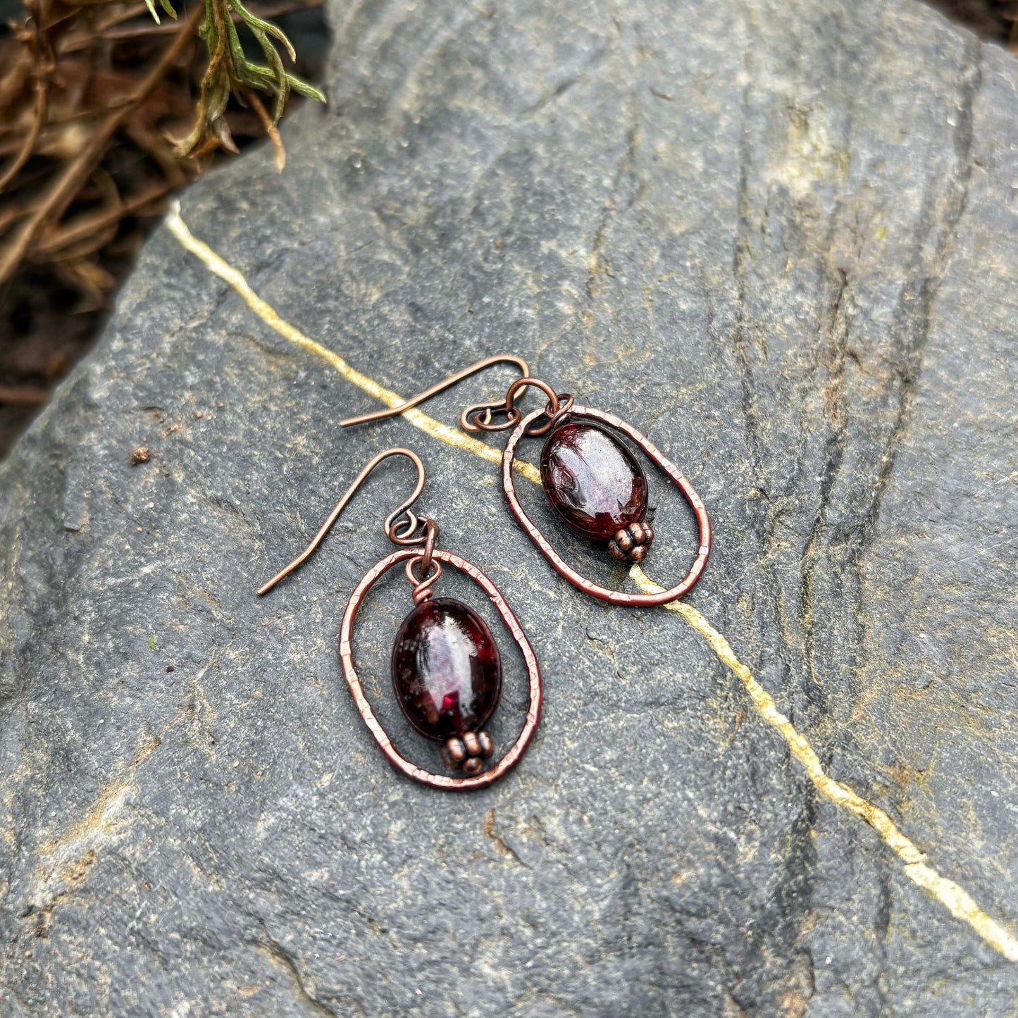 Copper Garnet Earrings