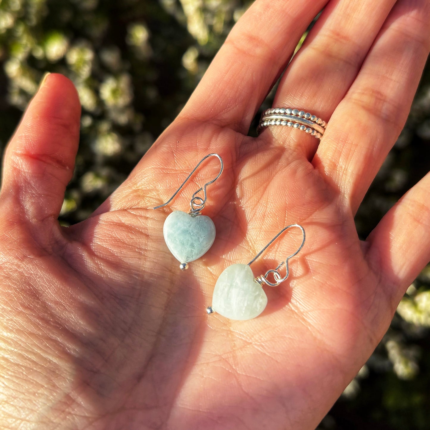 Aquamarine Heart Earrings