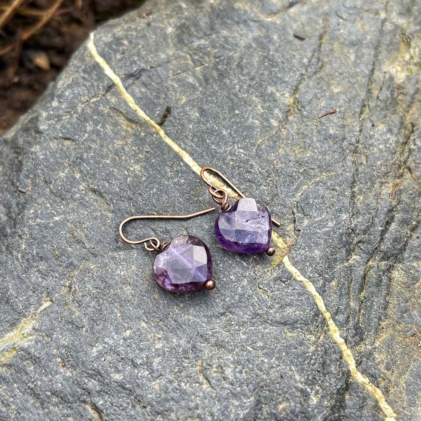 Amethyst Heart Earrings