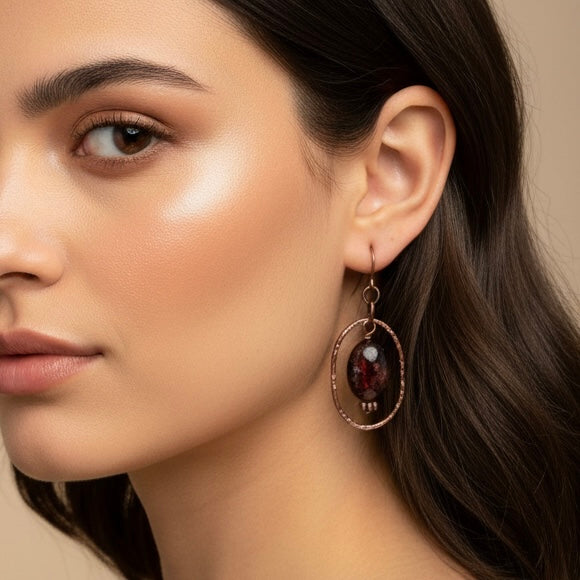 Copper Garnet Earrings