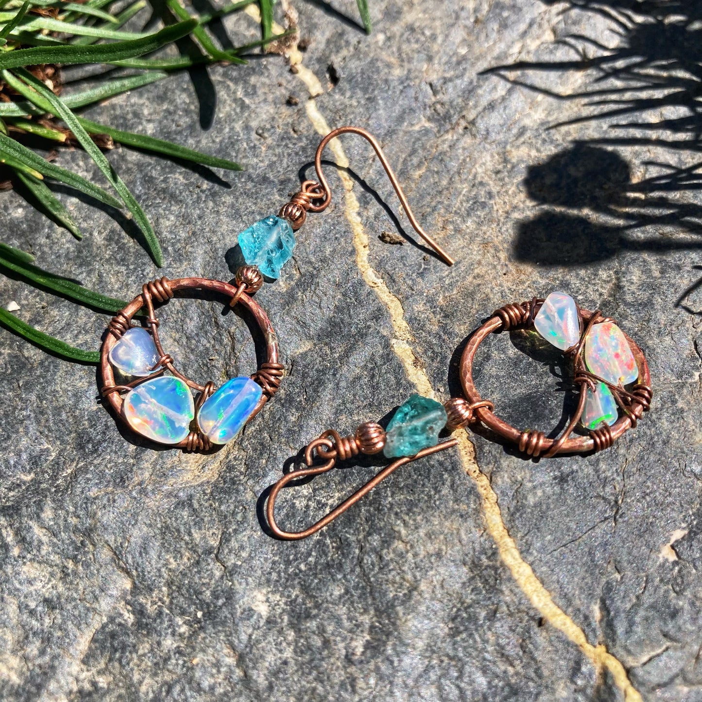 Copper Welo Opal Earrings