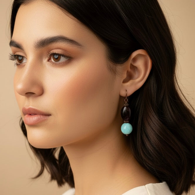 Larimar Garnet Earrings