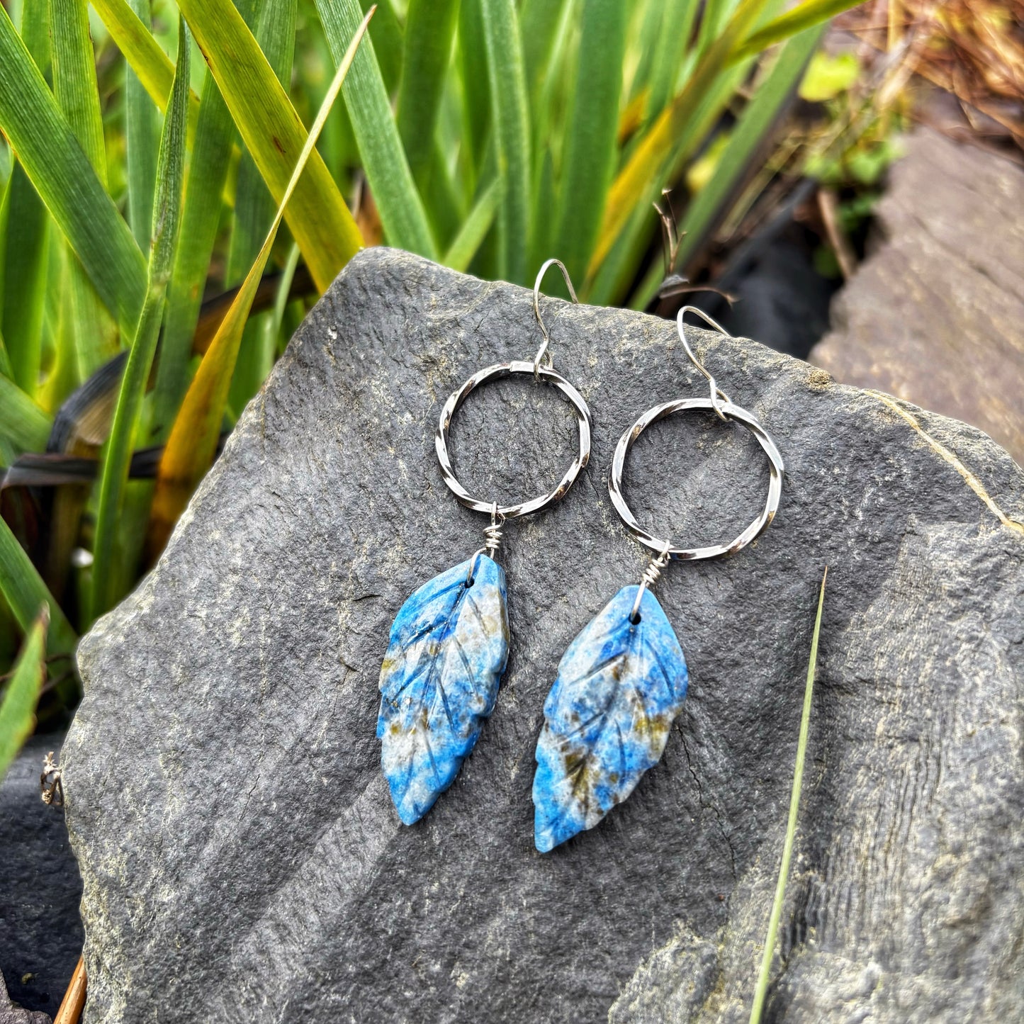 Lapis Leaf Earrings