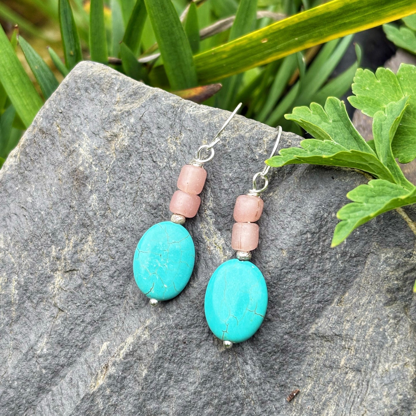 Recycled Glass Oval Earrings