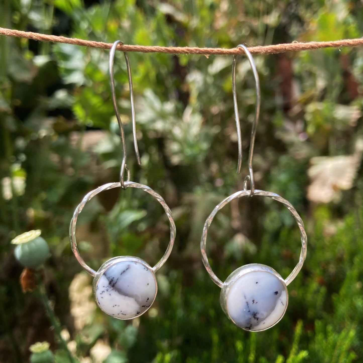 Bezel Set Dendritic Agate Earrings