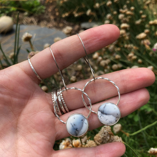 Bezel Set Dendritic Agate Earrings