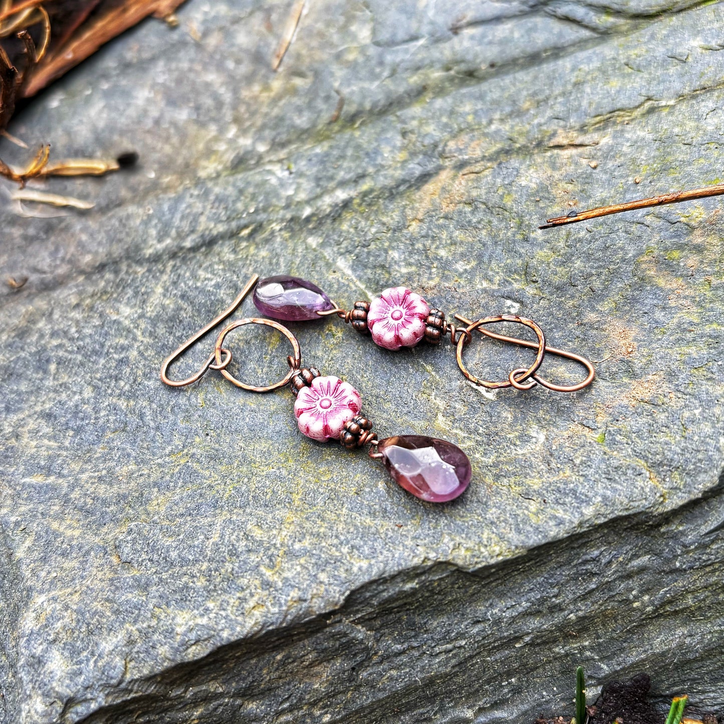 Amethyst Flower Earrings