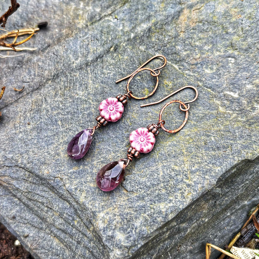 Amethyst Flower Earrings