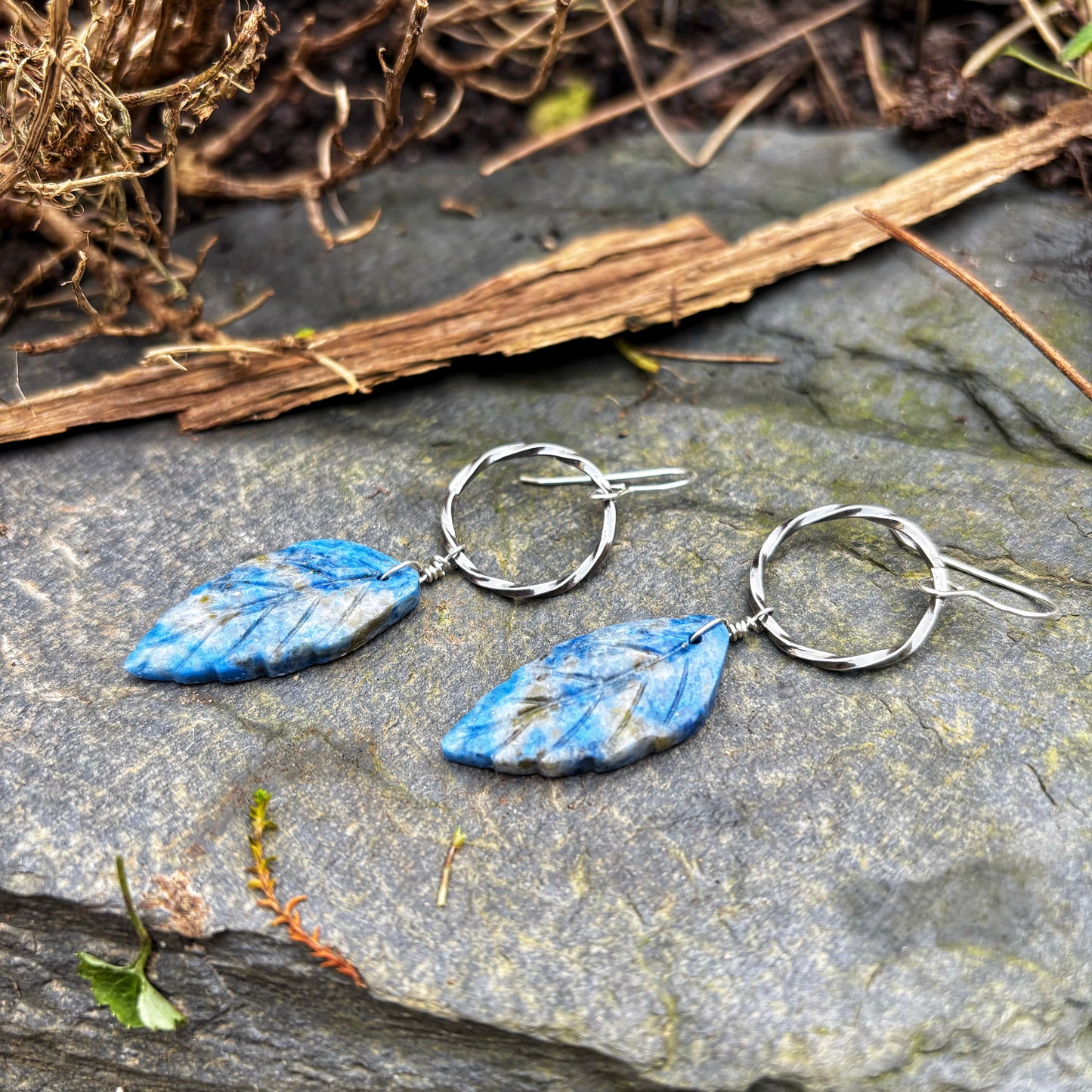 Lapis Leaf Earrings