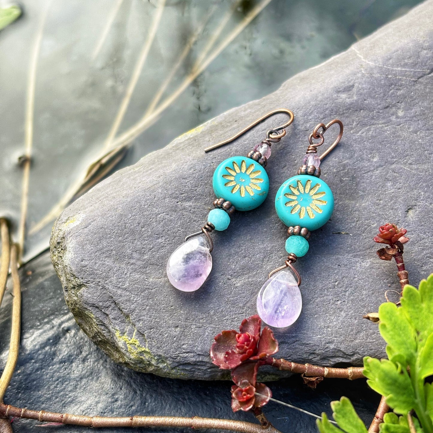 Lavender Sunburst Earrings