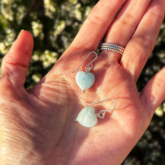 Aquamarine Heart Earrings