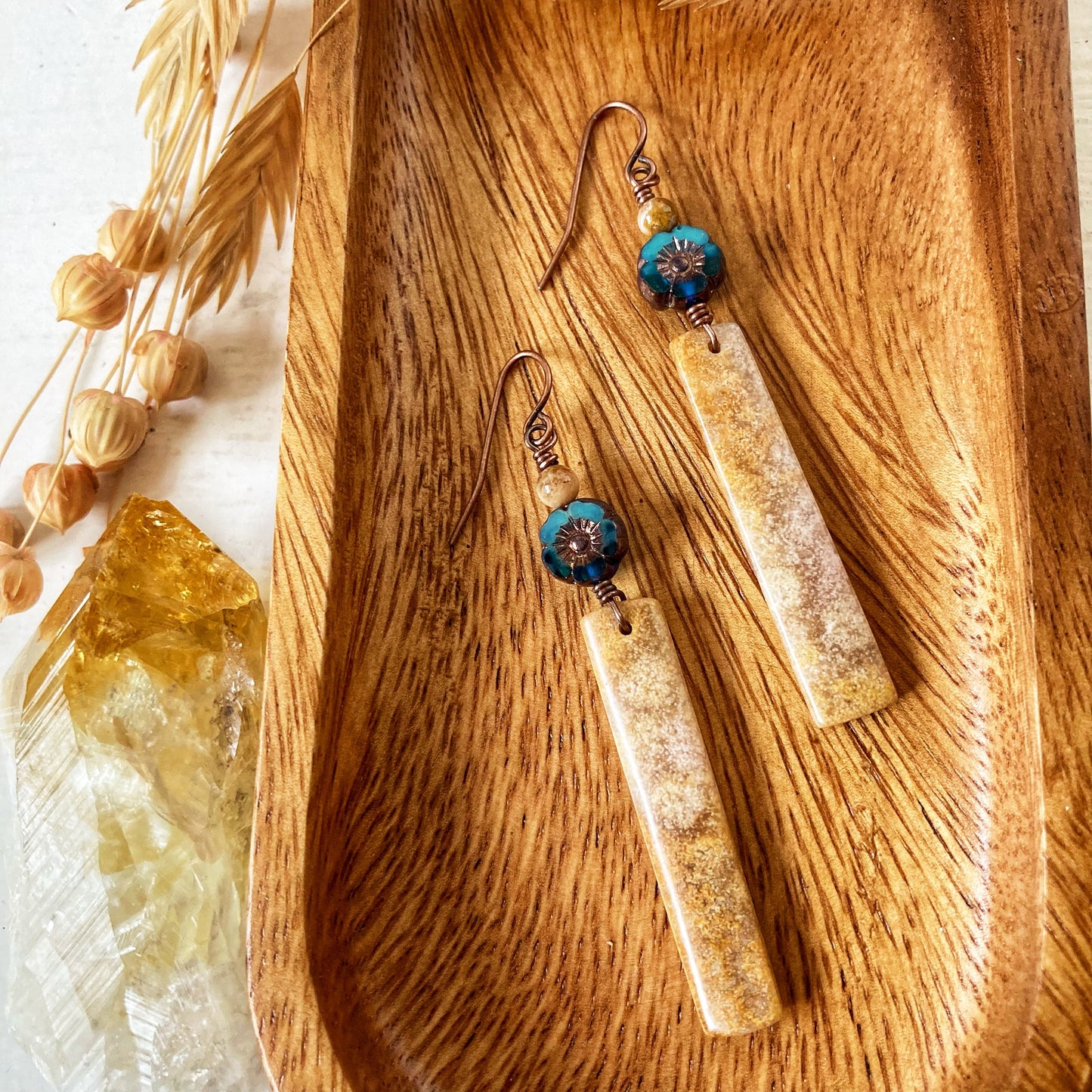 Flowering Fossil Coral Earrings