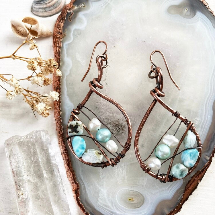 Jewels of the Ocean Larimar Earrings