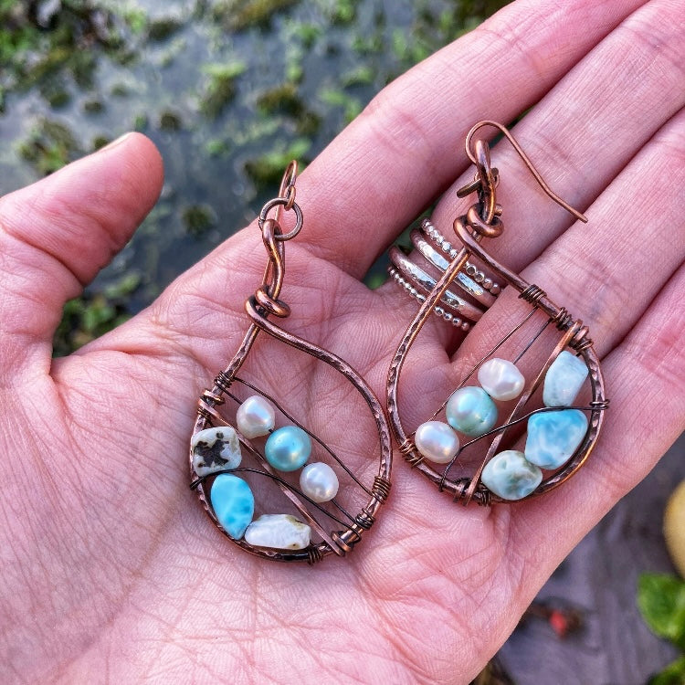 Jewels of the Ocean Larimar Earrings