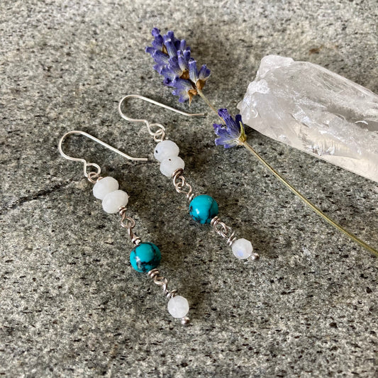 Turquoise Moonstone Earrings