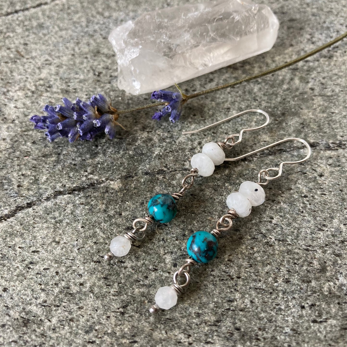 Turquoise Moonstone Earrings