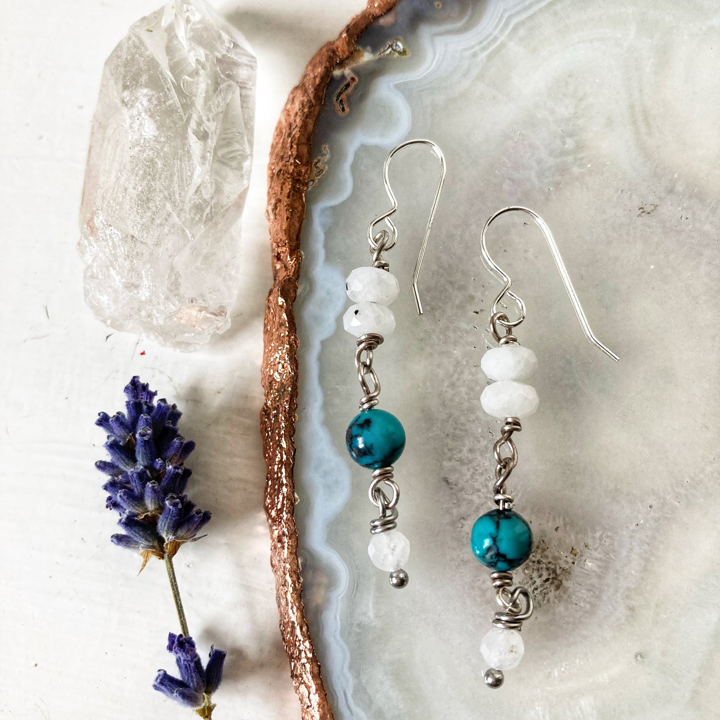 Turquoise Moonstone Earrings