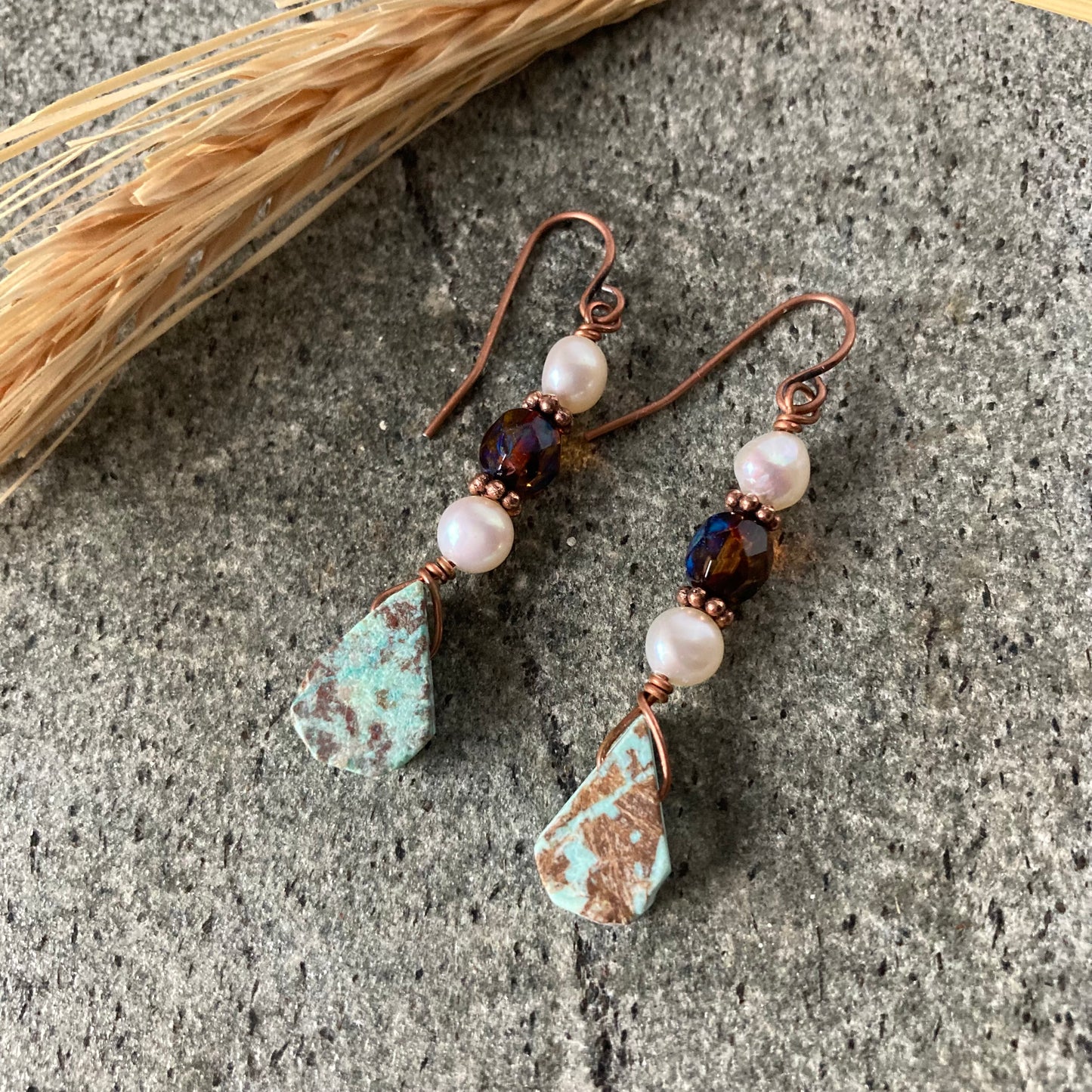 Peruvian Turquoise Chrysocolla Earrings
