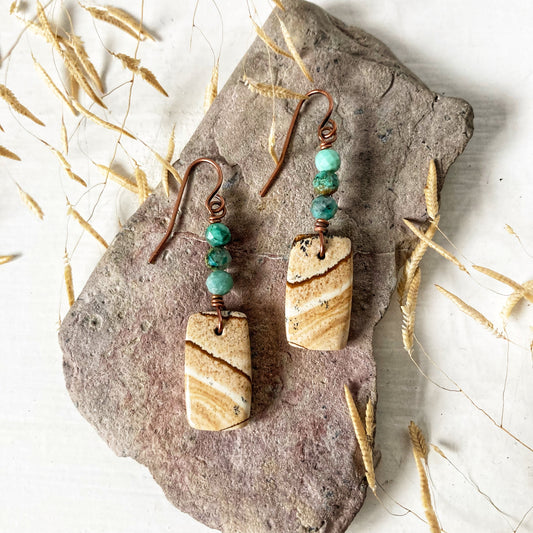 Picture Jasper and Turquoise Earrings