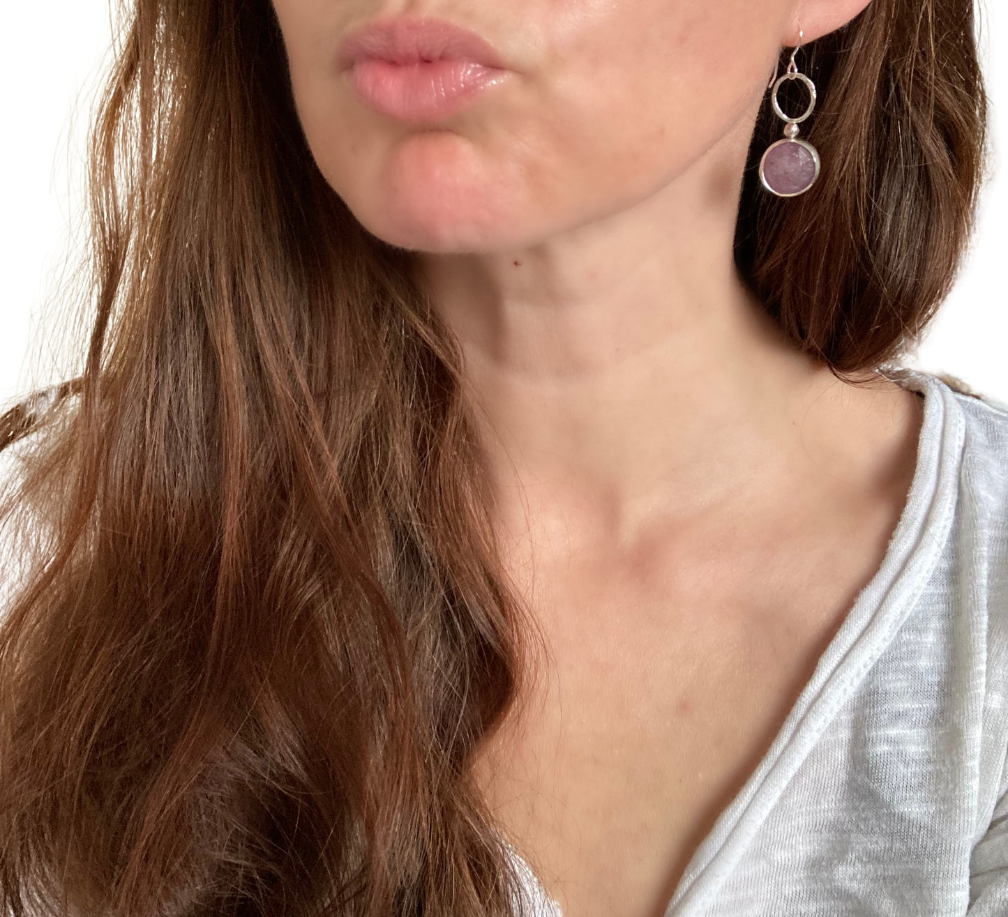 Bezel Set Pink Sapphire Earrings