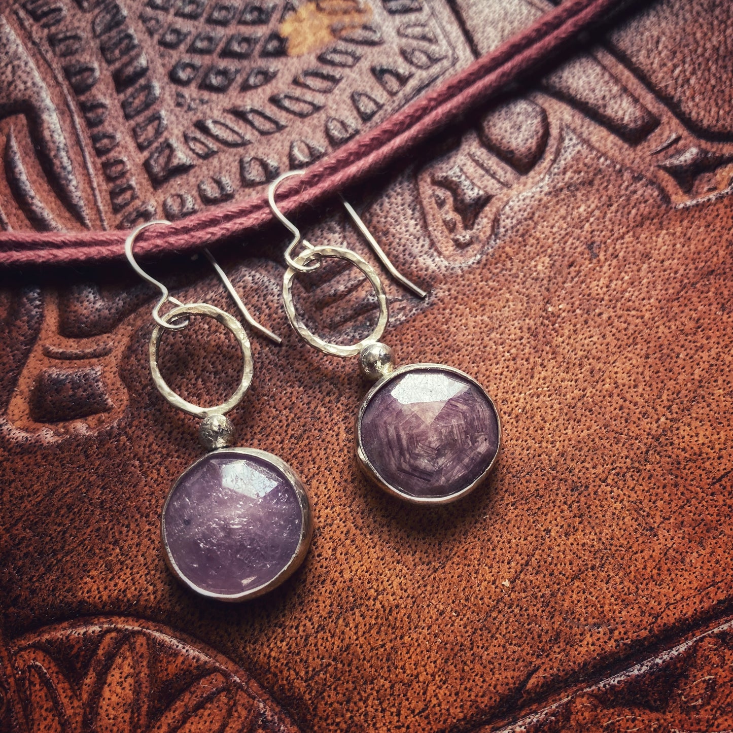 Bezel Set Pink Sapphire Earrings