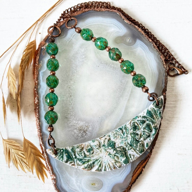 Rustic Flowery Bib Necklace