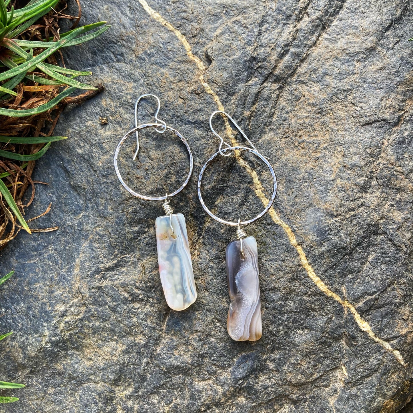 Silver Botswana Agate Earrings