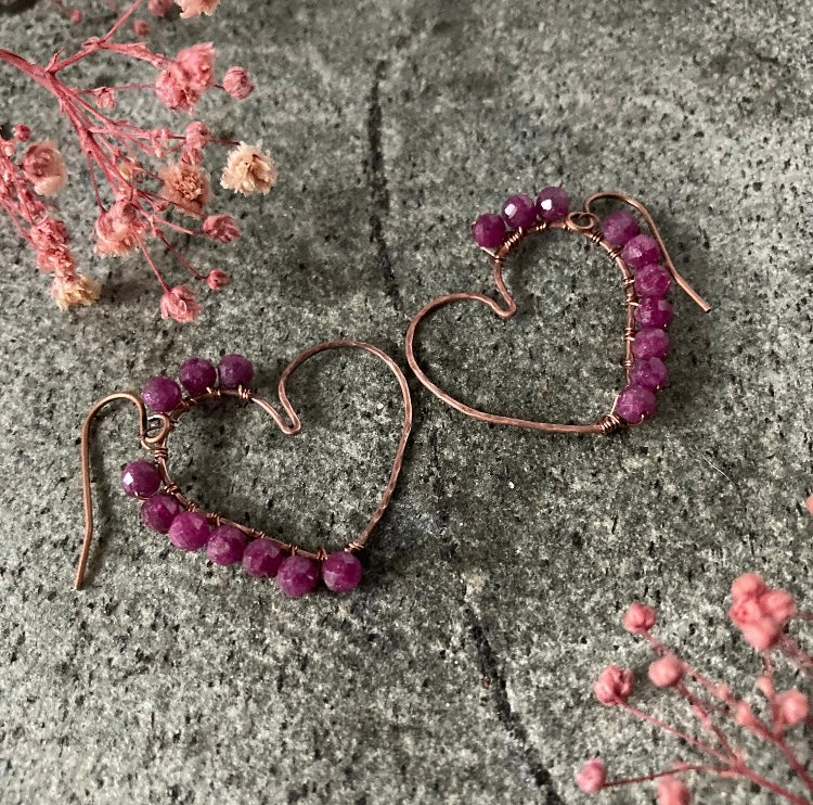 Wire Wrapped Heart Earrings