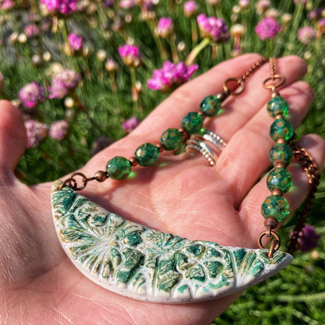 Rustic Flowery Bib Necklace